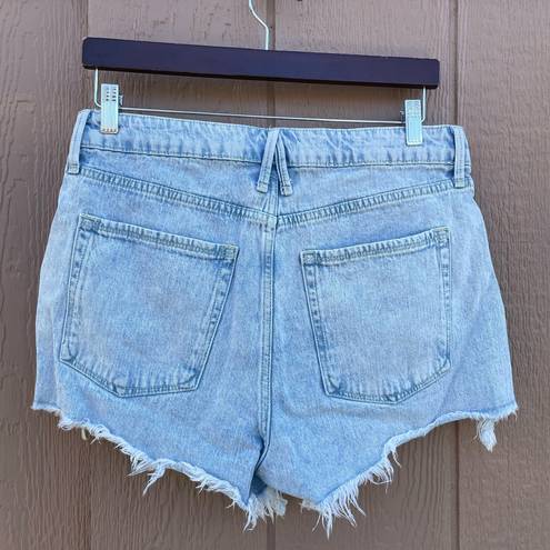 Good American  Women’s Shorts Blue Jean Denim Button Fly Cut Hem Size 10