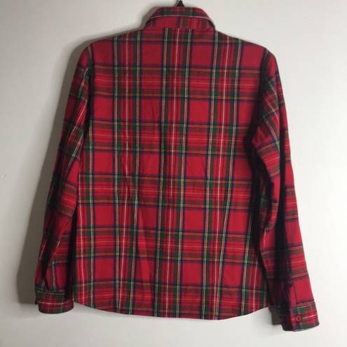 DKNY Vintage  Red Buffalo check Plaid Flannel zip up Shirt size medium