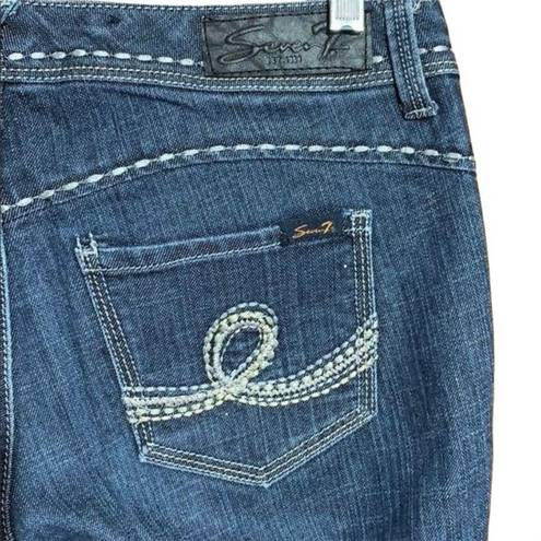 Seven7  Jeans Womens Embroidered Straight Leg Denim Blue Jeans Size 8 Like New