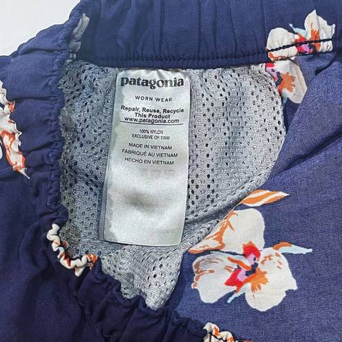 Patagonia  XS Barely Baggies Shorts Swim Blue Floral Pockets DWR Beach Surf Sport