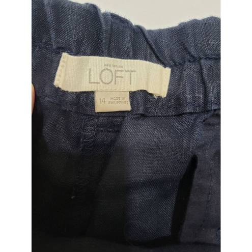 The Loft  Size 14 Navy 100% Linen Shorts