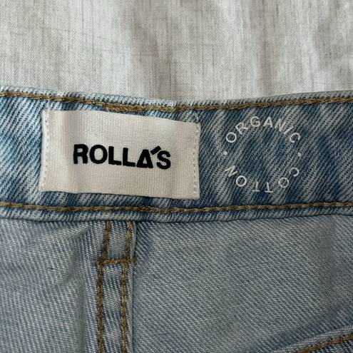 Rolla's  Heidi High Rise Loose Straight Jeans in Holiday Blue Busted Knee Size 24