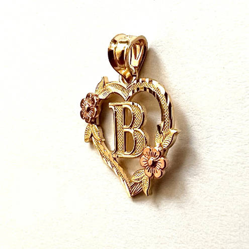 Tehrani Jewelry 14k solid gold Initial B heart Charm | letter B Charm | Birthday gift | Initial Necklace | Mother's Day | Mother's Day gift |
