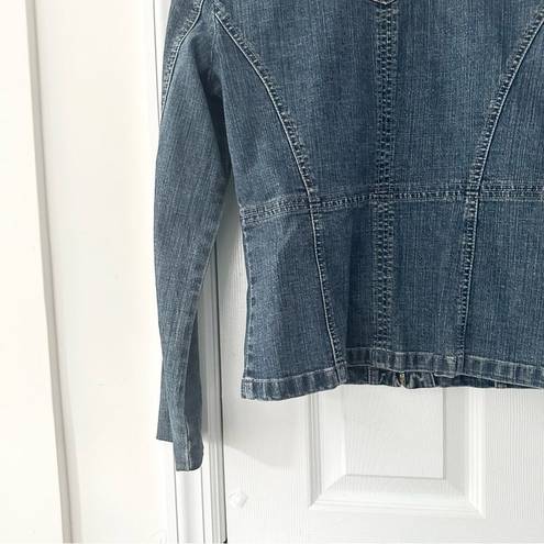 DKNY  Jeans Vintage Y2K Full Zip Utility Pocket Style Peplum Denim Jacket Small