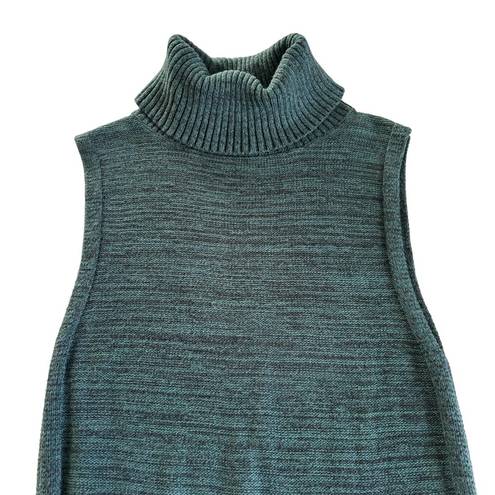 Banana Republic  Sleeveless Turtleneck Sweater Green High Low Hem Size Medium