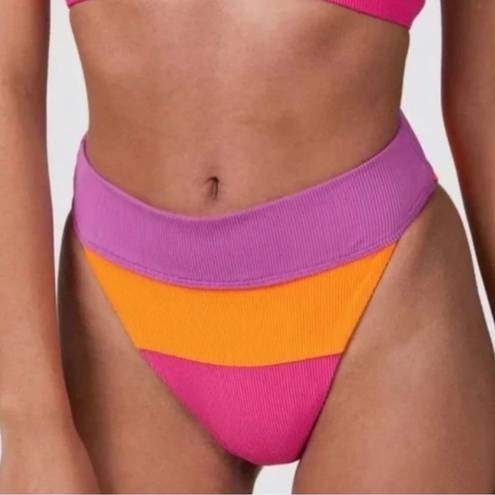 Beach Riot NEW  Alexis High Waisted Bikini Bottom in Sunset Colorblock Size Small