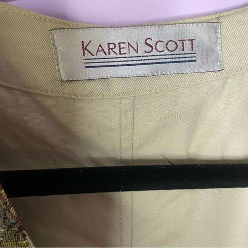 Karen Scott  Vintage Tapestry Vest Sleeveless Button Front Size Large
