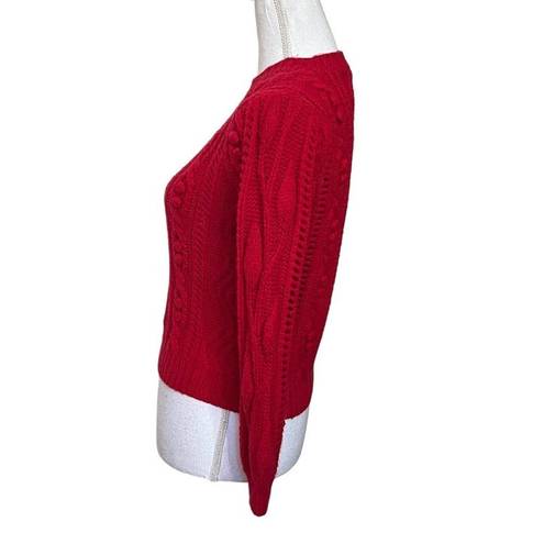 Krass&co  Cashmere Blend Wool Cable Knit Pullover Sweater Red Boxy Women’s Size Small