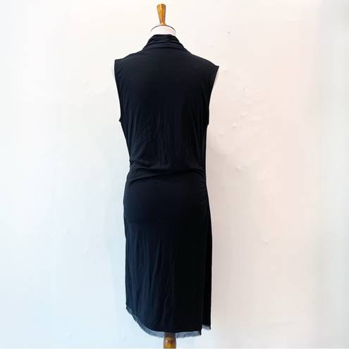 Twisted Kobi Halperin Maureen  Black Faux Wrap Jersey Dress Size Large