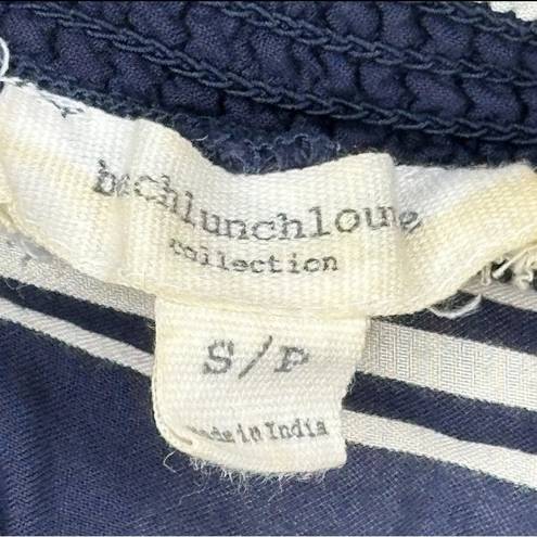 Beach Lunch Lounge Womens Size Small Navy Blue Ivory Striped Nautical Preppy Top