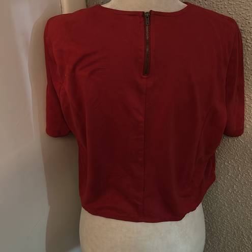 Blush Noir Crimson Faux Suede Crop Top Size Large Cutout Design Fall Winter