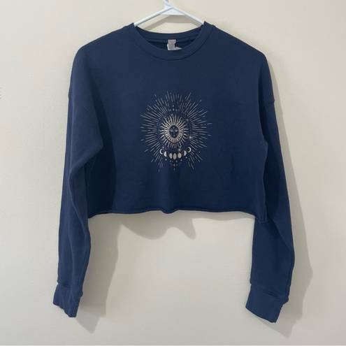 The Moon Celestial Blue Cropper Crewneck Sweater Size Small