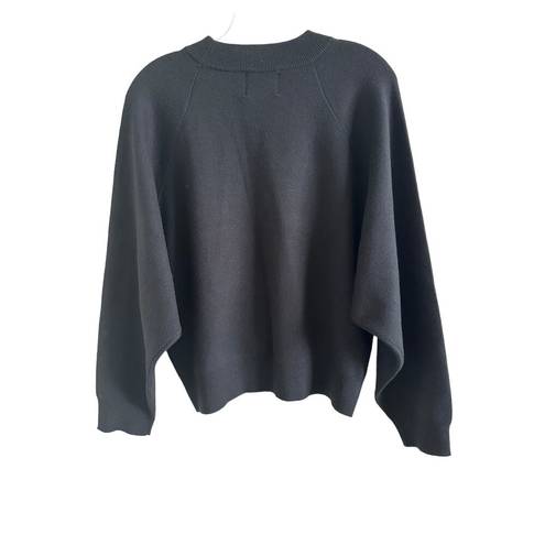 The Row All: Women's Small Long Sleeve Mock Neck Solid Black Pullover Sweater