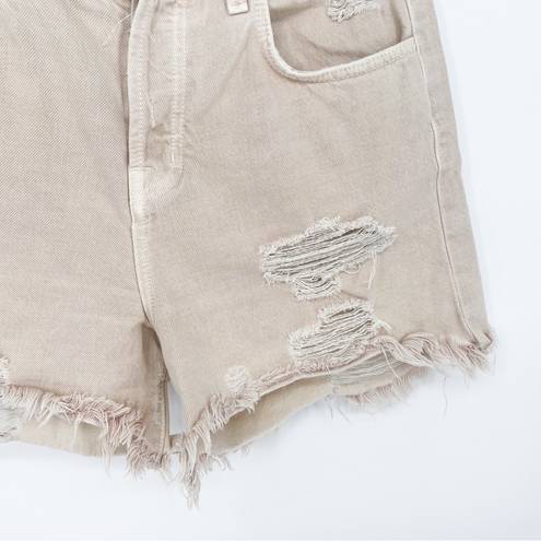 J Brand  High Rise Hem Distressed Shorts in Coquette Cream Size 24