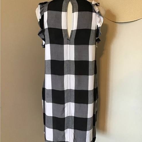 Chelsea and Violet  Black & White‎ Buffalo Plaid Check Sleeveless Ruffle Dress Sz S