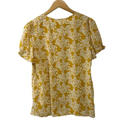Bohme  Blouse Short Sleeve Mustard Floral Print Size Small Women’s NWT