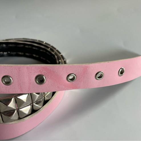 The Row Two Pyramid Studded Belt Leather Silver Pink Punk Rock Biker Y2K Medium