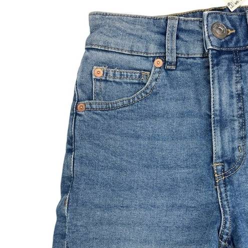 H&M  Divided NWT Blue Medium Wash High Waist Cuffed Frayed Denim Jean Shorts Sz 0