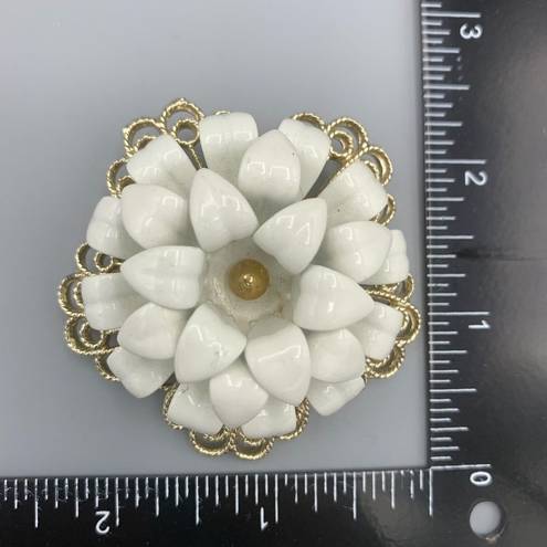 Petal Vtg Sarah Coventry Snow Flower Pin Brooch Clip Earring Set Open Weave 