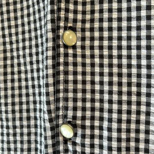 Liz Wear Vtg  gingham black/white button down cotton maxi HR cottage skirt 8