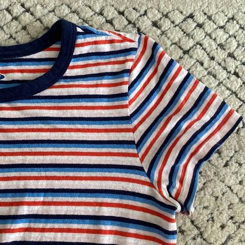 Old Navy  Women’s Red, White, and Blue Horizontal Striped Short Sleeve T Shirt