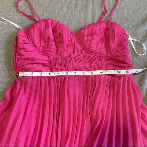 Lulus NWOT  Cascading Crush Hot Pink Tiered Bustier Midi Dress