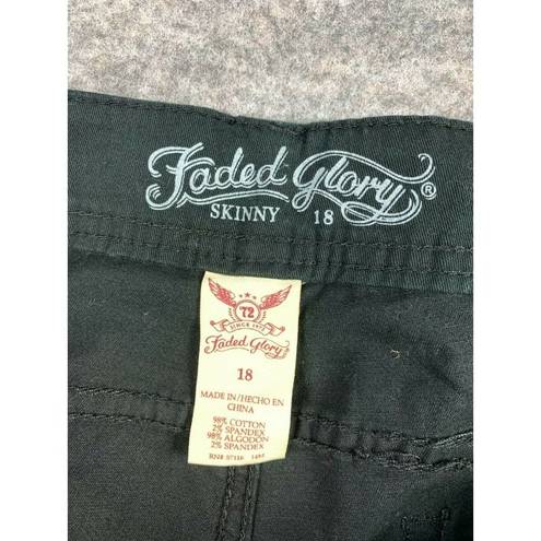 Faded Glory  Sz 18 Skinny Womens Pants Black Zip Cotton Spandex Pockets NWOT Flat