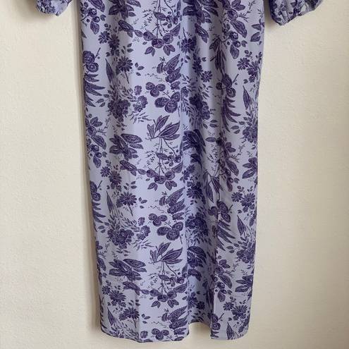 Hill House NWT  Allover Print High Slit Maxi Dress in Purple Floral