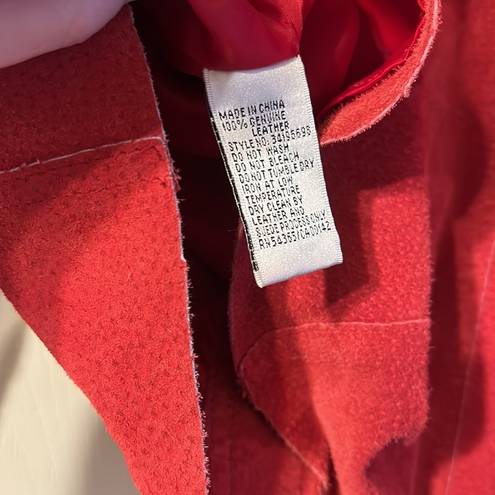 Peter Nygard NYGARD Red Suede Leather Jacket Size 14