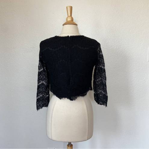 Ryu Black Beaded Lace Half Sleeve Crop Top