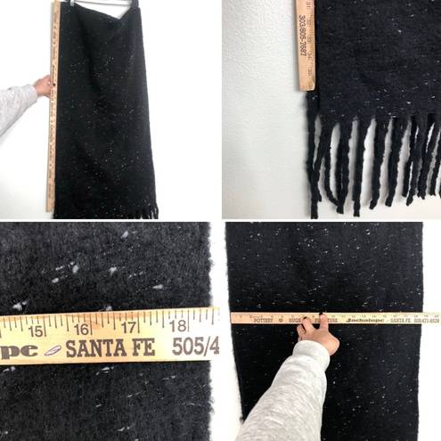 BP  Nordstrom Speckled Fringe Trim Muffler Black Chunky Oversized Winter Scarf