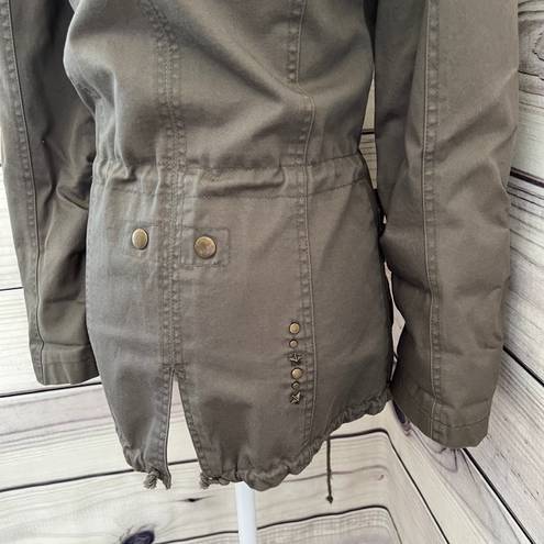 Black Rivet Green Military Utility Jacket