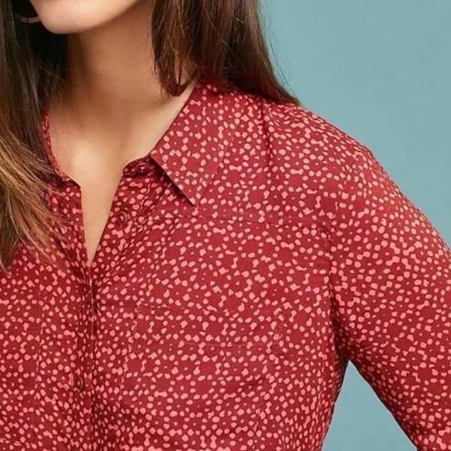 Holding Horses red print long sleeve button down shirt size 2