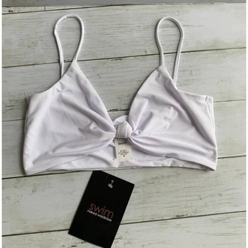 Naked Wardrobe NWT  Swim Knotted Bikini Top in White