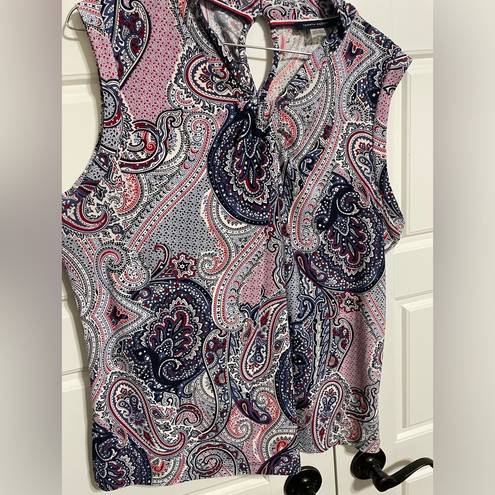 Tommy Hilfiger  women’s large bandana print sleeveless blouse with keyhole back