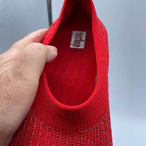 FitFlop  uberknit size 8 ballet flats. Shimmering red