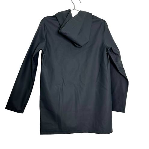 Stutterheim Mosebacke Raincoat Black (Dark Grey) Button Front Hooded Size XXS