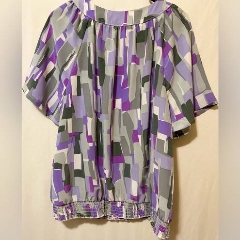 Blair NWOT  Top SIZE Lrg (Purple, Olive & Taupe Green)