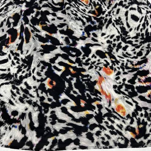 Parker Black Orange Blue Animal Print 100% Silk Sleeveless V-Neck Mini Dress XS