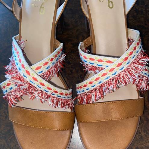 mix no. 6  Lex Embroidered Gladiator Boho Sandals Stacked Heel - size 10