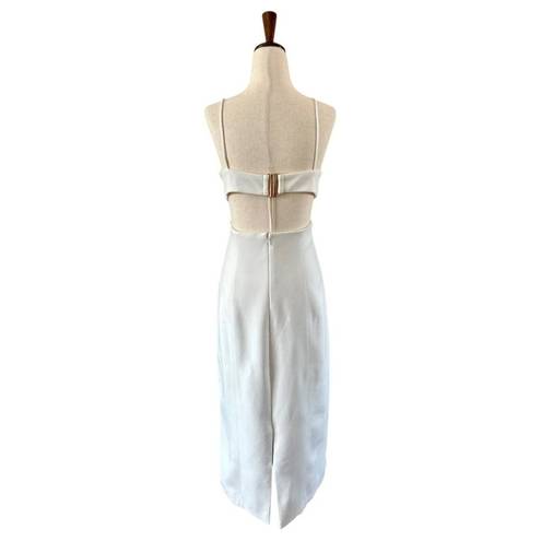 Daisy Misha  Solid White Cut Out Mid-Riff Bustier Midi Dress Size 8