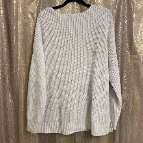 a.n.a . A New Approach Ivory Cream Gold Metallic Chunky Knit Sweater XL