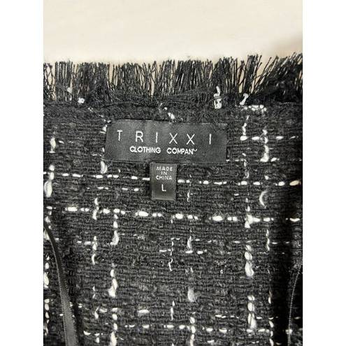 Trixxi  Boucle Vest Black White Tweed Large Double Breasted