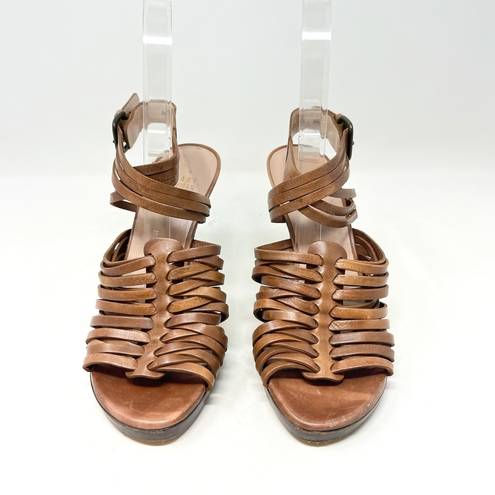 Stuart Weitzman  Arriba Huarache Strappy Sandal, Saddle Genuine Leather Size 6