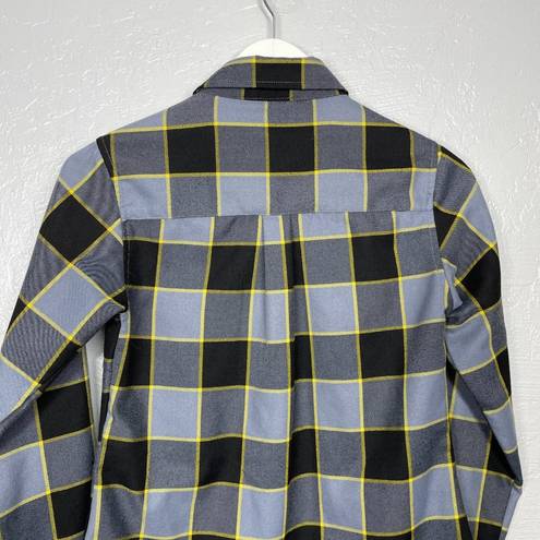 Krass&co Dixxon Flannel  Women S The Bolt Gray Black Yellow Plaid Button Up Shirt