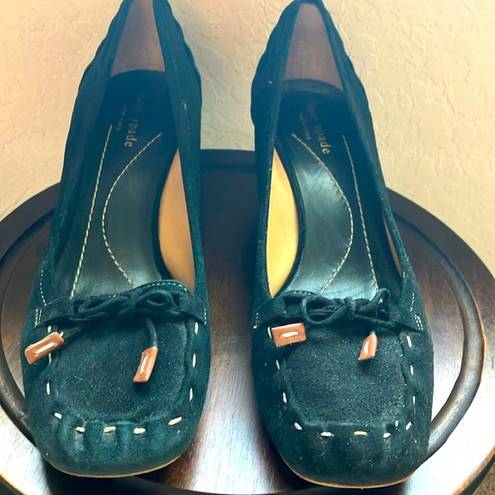 Kate Spade : Black Suede Whipstitch Kitten (Low) Heel Shoe- 10M