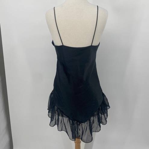 Victoria's Secret Vintage  Gold Label Lace Trim Beaded Sequined Nightie Slip Black