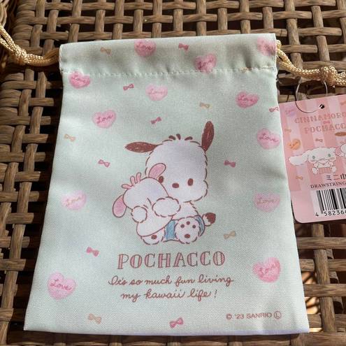 Sanrio  Pochacco, Cinnamoroll Blue, Light Green Small Drawstring Bag
