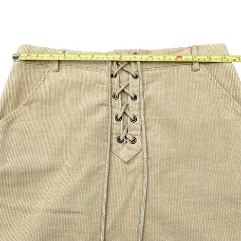 Love Riche  Mini Skirt Corduroy Lace Up Tan Women's Medium