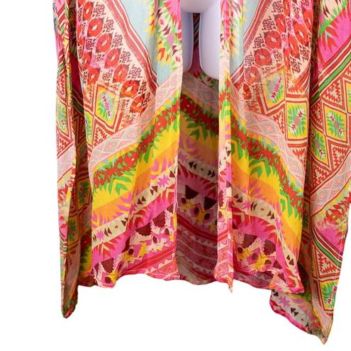 Gibson Latimer  Boho Pink Orange White Colorful Wrap NWT Small